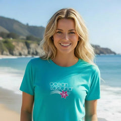 Ocean Laguna Aqua Iconic Logo T shirt Made in Laguna California USA 